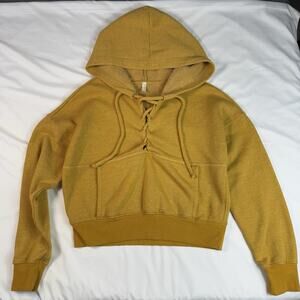 Free People FP Movement Believe It Lace-Up Hoodie Mustard Meadow Sweet X-Small